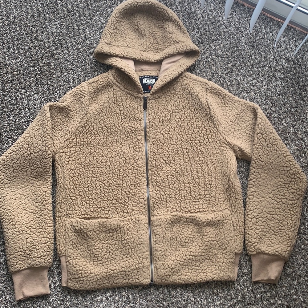 Tan Sherpa Full Zip Hoodie